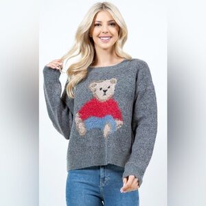LIKE NEW Dreamers by Debut Chic Gray Bear Sweater